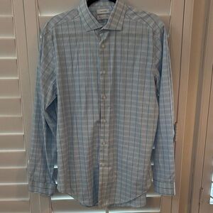 Calvin Klein Men's Light Blue Plaid Shirt